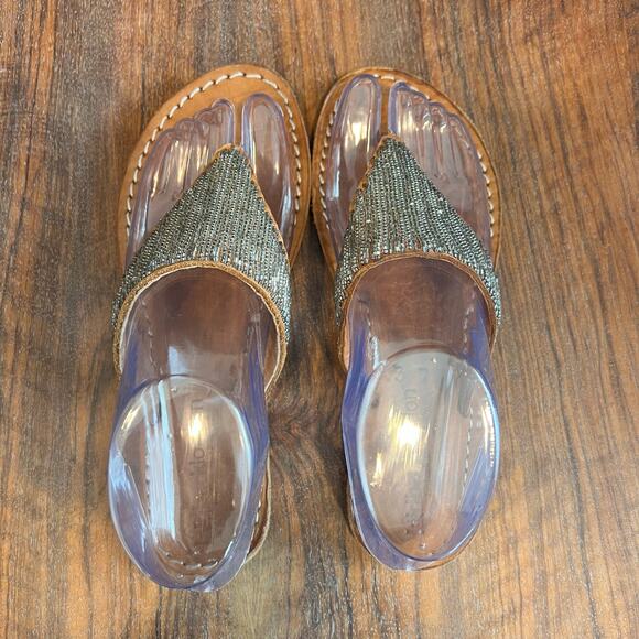Laidback London Handmade‎ Leather Thong Sandals Beaded Accents Size 37 - Picture 3 of 10